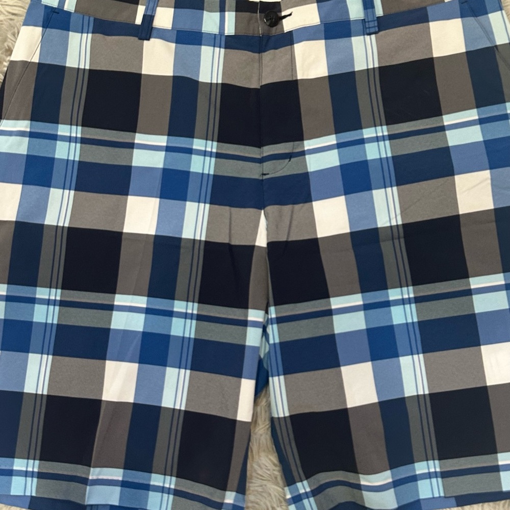 Adidas Blue and White Flat Front Shorts
